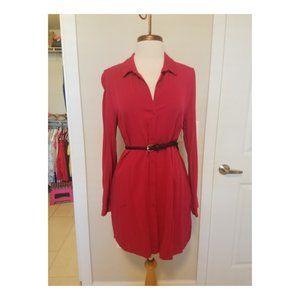 Red Shirt Dress with Pockets